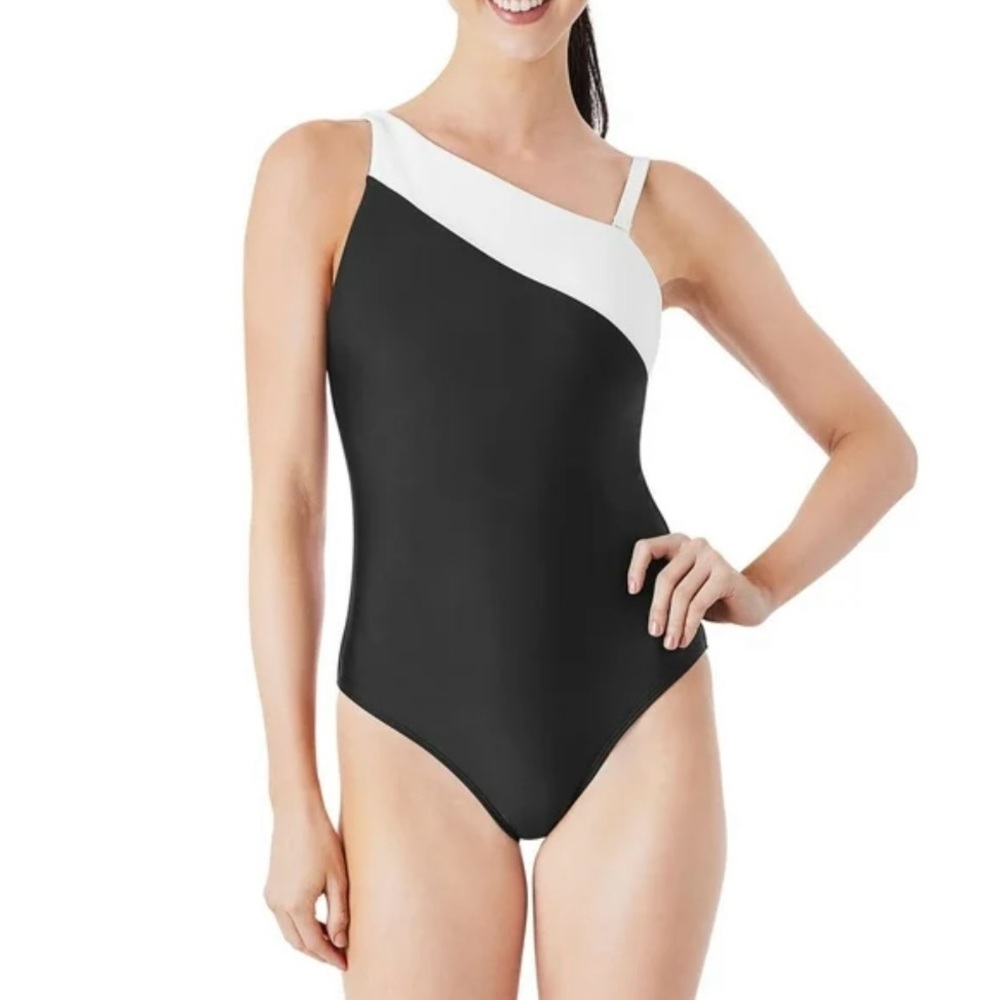 Member's Mark Women's Asymmetric One-Piece Swimsuit Black size Small